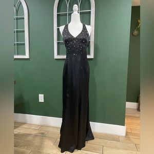 Gorgeous Black Sequin Long Halter Prom Party Cocktail Formal Dress